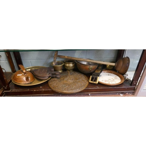 210 - Collection of metalware to include a washing dolly, bellows etc