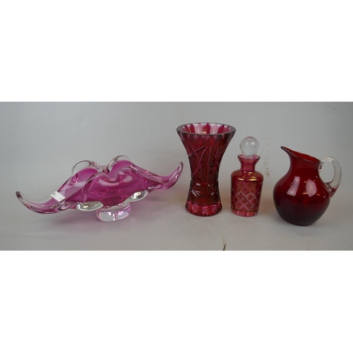 241 - 4 pieces of decorative glass ruby etc