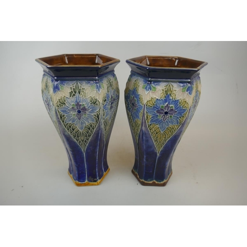 243 - Pair of Royal Doulton Lambeth vases - Approx height: 25cm