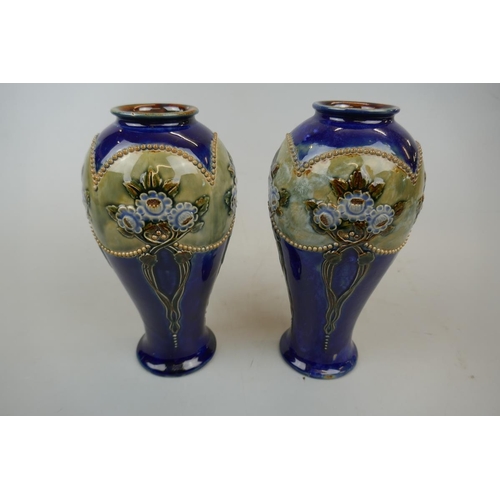 244 - Pair of Royal Doulton vases initialled GP - Approx height: 19cm