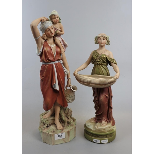 257 - 2 Royal Dux Bohemia figurines - Approx height of tallest: 46cm