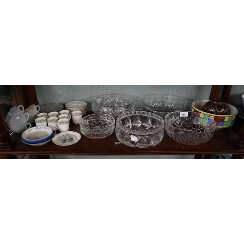 263 - Collection of ceramics to include crystal glass fruit bowls, Aynsley gilded cups & saucers etc