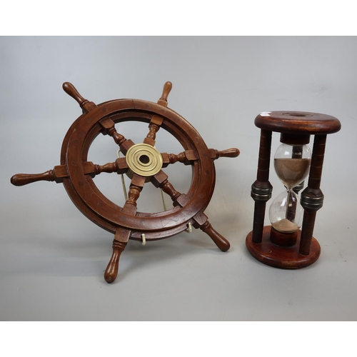 270 - Large egg timer together with a mini ships wheel