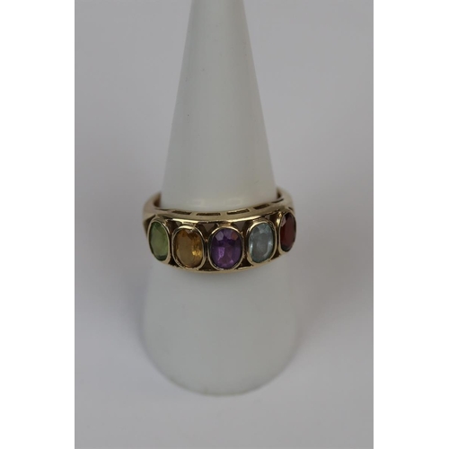 31 - 9ct gold mixed stone ring - Size P