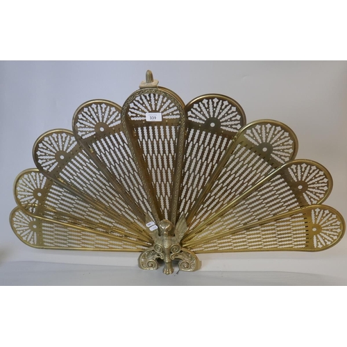 339 - Vintage brass peacock firescreen