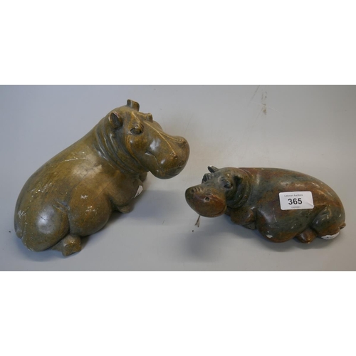 365 - 2 soapstone hippos