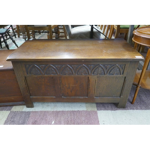 368 - Carved oak coffer