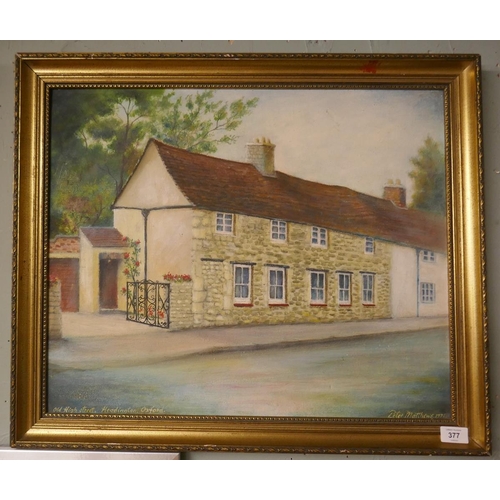 377 - Oil on canvas - The Old High Street Headington Oxford by Peter Matthews - Approx image size: 59cm x ... 