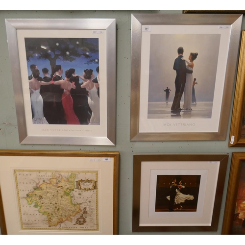 381 - 2 prints by Jack Vettriano plus another