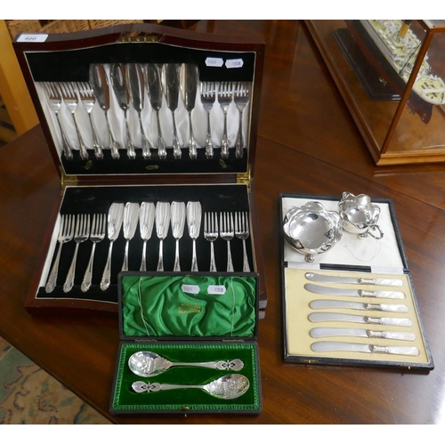 400 - Collection of cased flatware etc.