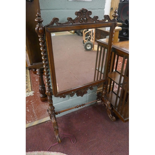 414 - Victorian mahogany mirrored firescreen