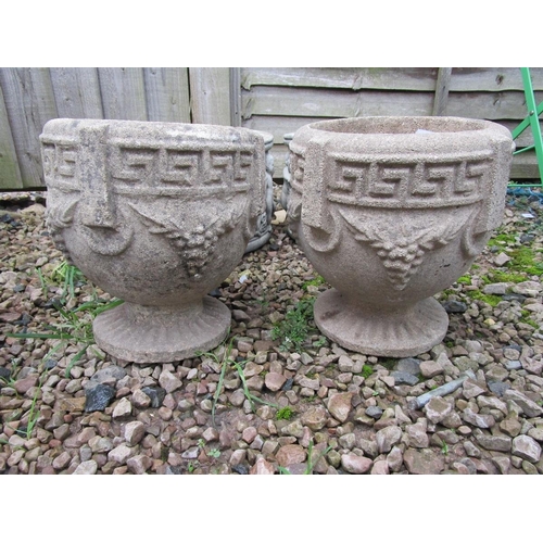 595 - Pair of small stone planters