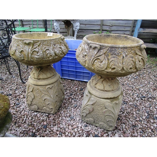 601 - Pair of stone planters - Approx height: 67cm