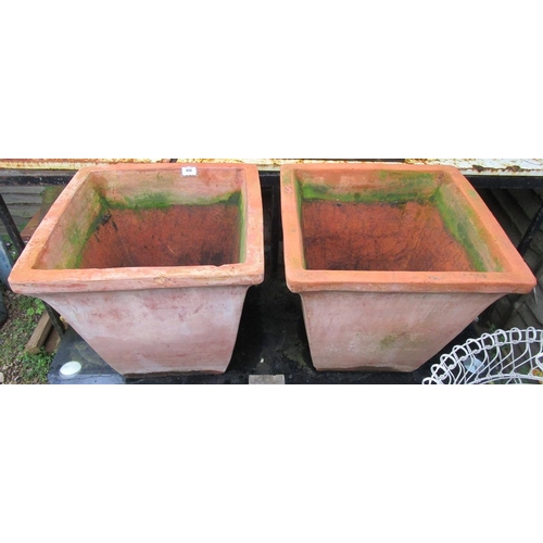 606 - Pair of large square terracotta planters - Approx size W: 50cm D: 50cm H: 46cm