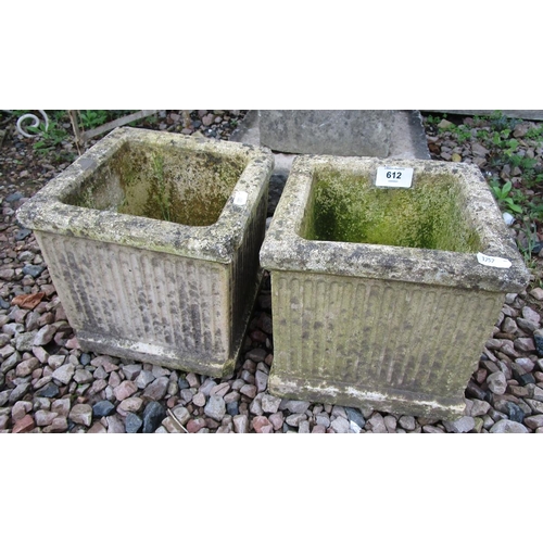 612 - Pair of small stone planters