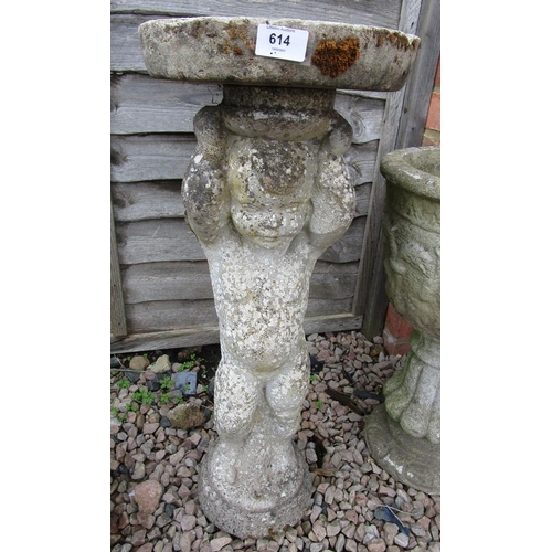 614 - Stone cherub stand - Approx height: 72cm