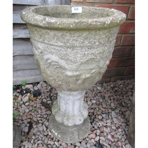 615 - Stone planter on plinth - Approx height: 56cm