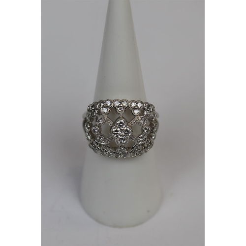 66 - Fine platinum and diamond set ring (1.28ct) - Size M