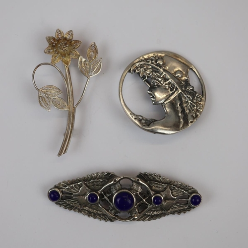 76 - 3 silver brooches