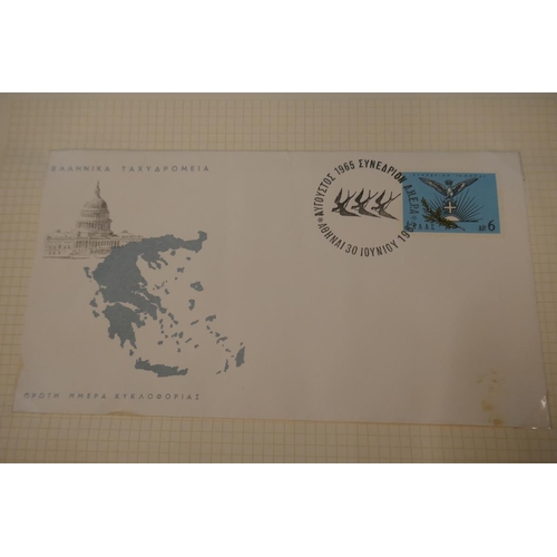 324 - Stamps - Greece early to modern on album pages plus bundle of FDCs