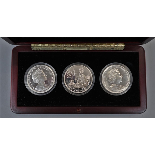 103 - Boxed trio of £5 crown size proof like coins from Tristan L/E 2020 together with a boxed set o... 