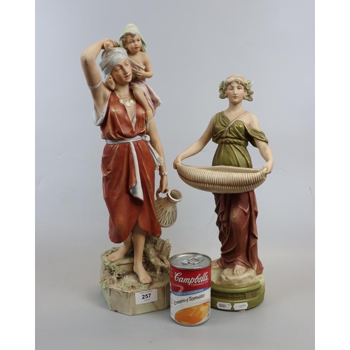 257 - 2 Royal Dux Bohemia figurines - Approx height of tallest: 46cm