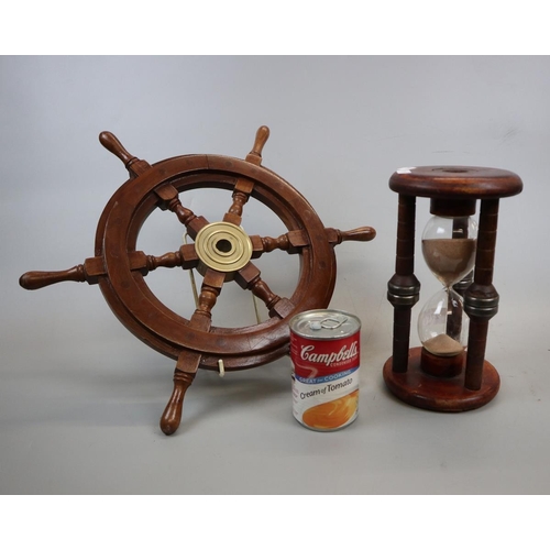 270 - Large egg timer together with a mini ships wheel