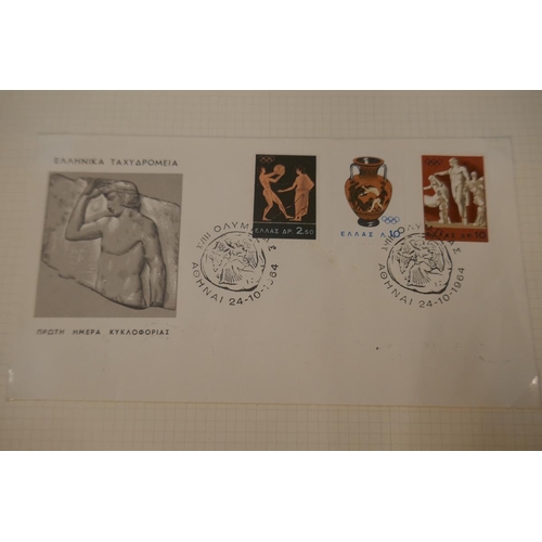 324 - Stamps - Greece early to modern on album pages plus bundle of FDCs