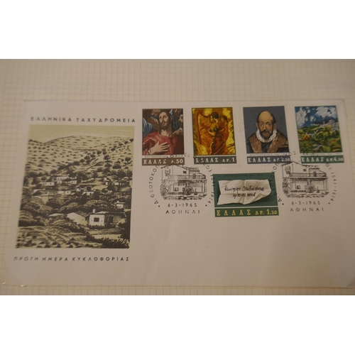 324 - Stamps - Greece early to modern on album pages plus bundle of FDCs