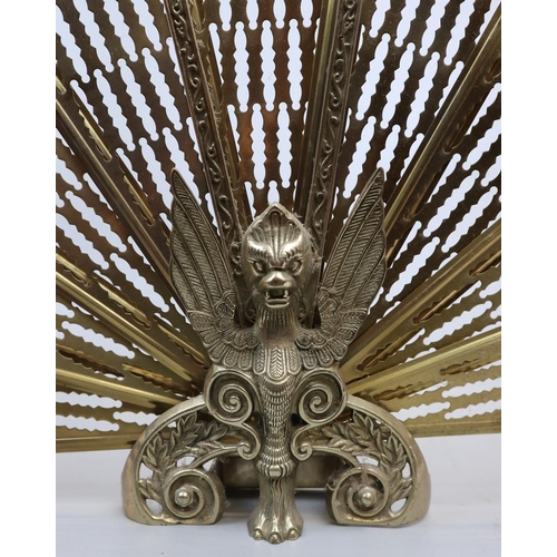 339 - Vintage brass peacock firescreen