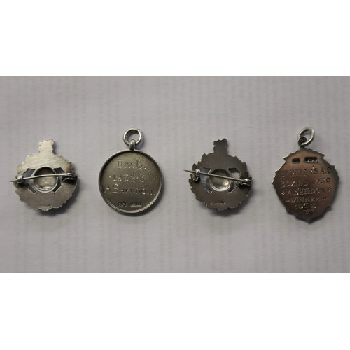 21 - Collection of gold & silver fobs and badges