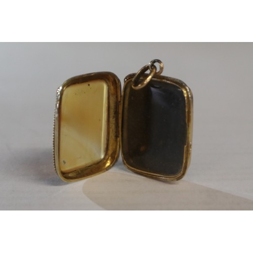 74 - 15ct gold hardstone fob & 18ct gold hardstone locket