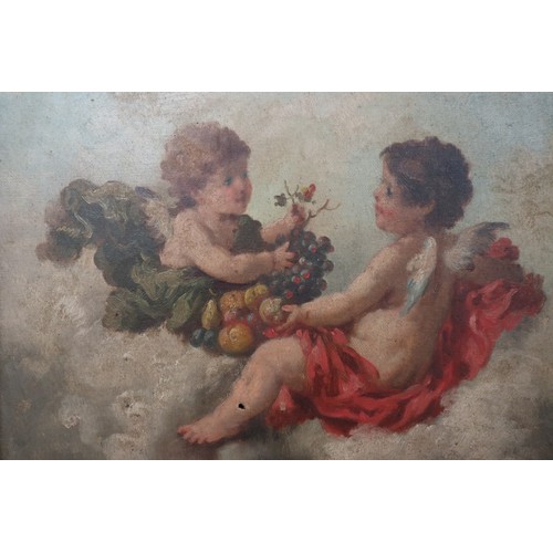 362 - Charles Augustus Henry Lutyens (1829-1915) Signed pair of oils on canvas - Cherubs (very slight dama... 