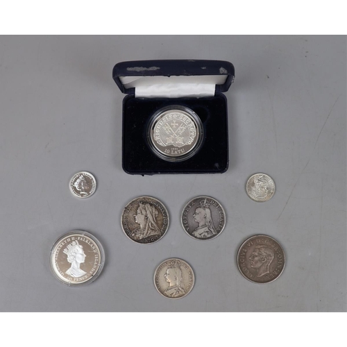 103 - Collection of silver coins to include old head crown, double florin etc