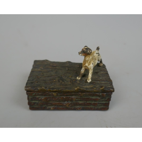 107 - Interesting matchbox adorned with dog - cold painted bronze