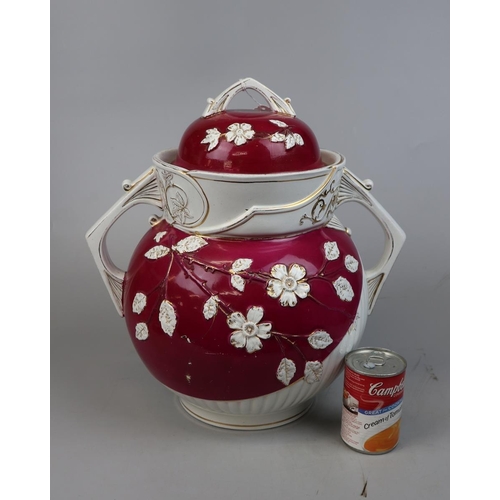 199 - Large lidded ceramic urn - Approx height 40cm