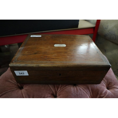 243 - Sewing box and contents together with a small inlaid box