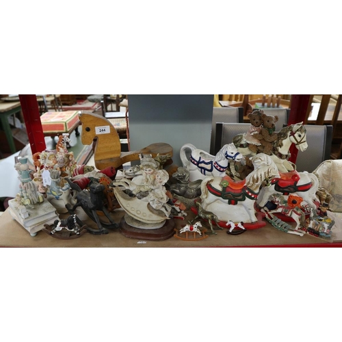 244 - Large collection of rocking horse figures money boxes etc