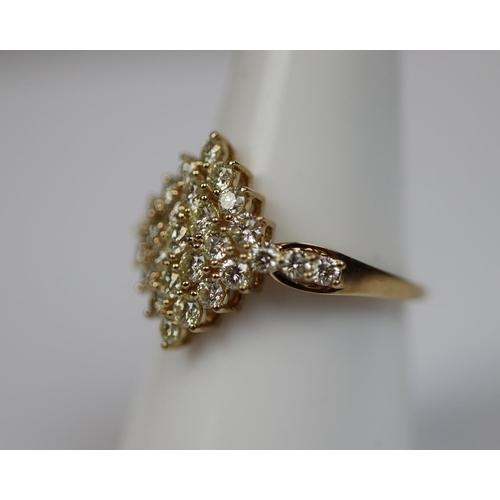 25 - Fine 9ct gold diamond cluster ring - Size N