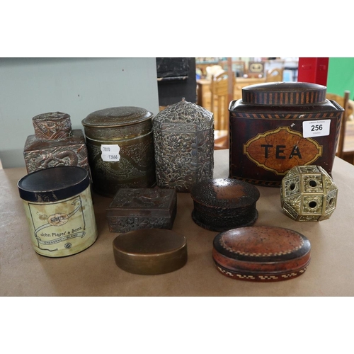 256 - Assorted vintage & antique metal storage tins