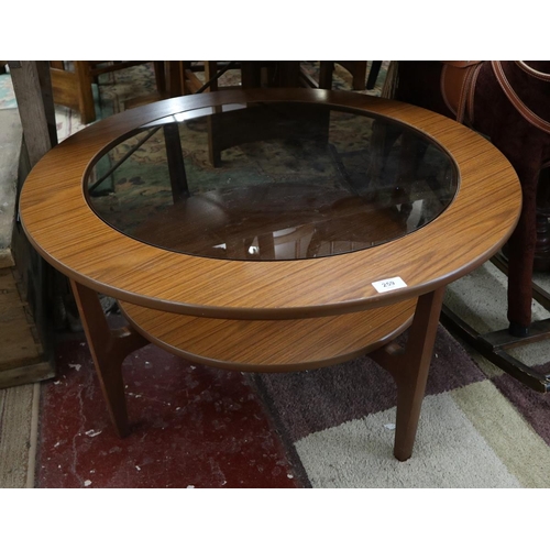 259 - Mid century Schriber glass top coffee table