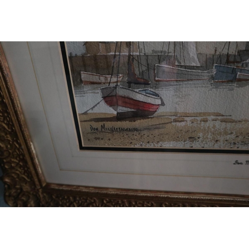 264 - Signed watercolour in ornate frame - Don Micklethwaite, Scarborough Harbour - Approx image size: 36c... 