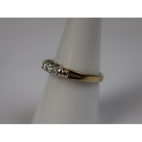 34 - 9ct gold 3 stone diamond ring - Size L½
