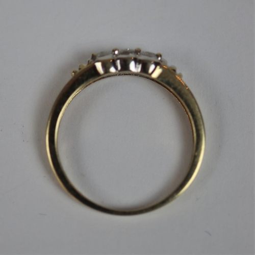 34 - 9ct gold 3 stone diamond ring - Size L½