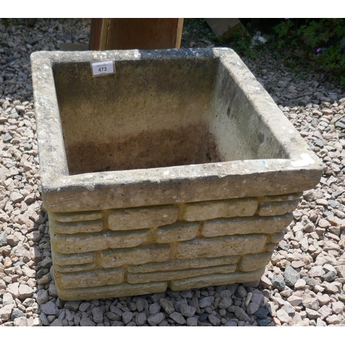 473 - Square stone plant pot