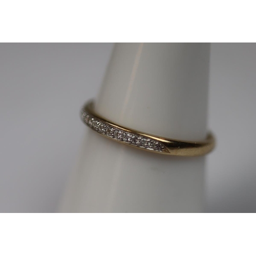 55 - 9ct gold diamond set half hoop ring - Size M