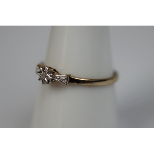 62 - 9ct gold diamond set ring - Size N