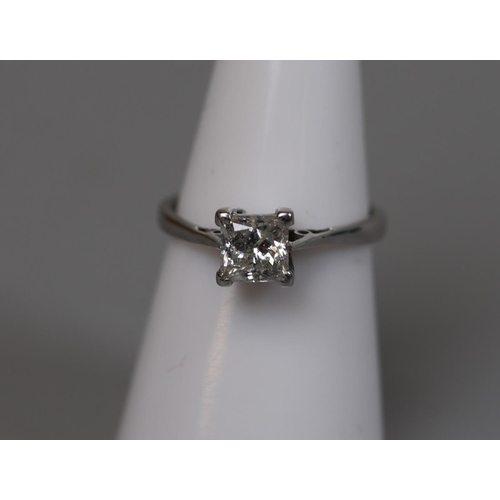 83 - Fine 18ct white gold diamond (1.03 carat) solitaire ring - Size M