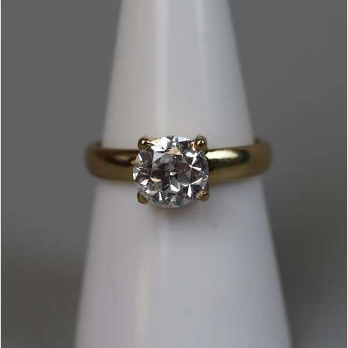 88 - Fine 18ct gold diamond (approx 1.5 carat) solitaire ring - Size O