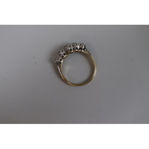 79 - Fine 18ct gold 5 stone platinum set antique diamond ring - Size N